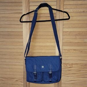 Talbots Navy Crossbody Nylon Leather Trim Organizer Travel Messenger ShoulderBag